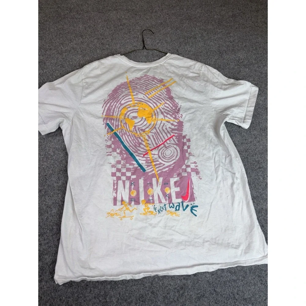 Nike Y2K Graphic‎ T Shirt Mens Xxl Fingerprint World Skate Design White